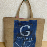 送料無料★コーヒー生豆の麻袋リメイクバックブルーG269