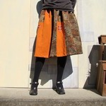 着物リメイク*ギャザー短スカート*金橙