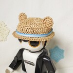 麦わら風の小さな帽子（スカイブルー）　ロボホン、キロボミニにぴったり