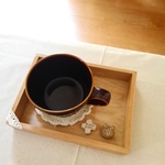 くまちゃんの木製トレイ ➕🐻☕＊