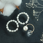 14kgf- ライスパールとクリスタルのear cuff set