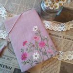 【文庫本用】刺繍ブックカバー*秋桜*コスモス