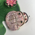 カエル ケロがま口 親子 ♡金襴小桜ピンク♡