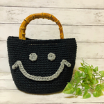 スマイル  麻紐バッグ  ブラック