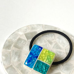 再販＊  ガラスの雫　～ 　three　collar　＊　blue 　yellow　～　ヘアゴム