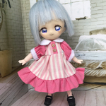 【オビツ11 服】丸襟メルヘンワンピ ピンク 半袖