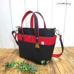 【ct様専用】№1257 倉敷帆布ポケットトートM＊ブラック×レッド