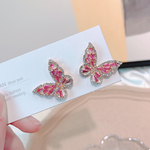 夢可愛い[ピンク 蝶々]ピアス イヤリング 宝石のピアス 樹脂 