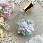 はとちゅんinお花畑　ミニブローチ　ブルー×ピンク