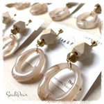 シンプルウッド×マーブル ピアス/イヤリング