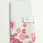 手帳型スマホケース 和hana　Whitered
