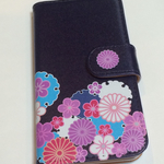 手帳型スマホケース 和hana　Navy
