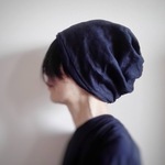 ターバンな帽子　ネイビー リバーシブルB 