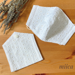 SALE 再販☆夏用立体マスク&マスクケースセット　大人用　レース刺繍×さらさらリネン