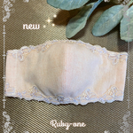 ✨new✨淡く優しいpeach🍑colorのコットン生地にリボン🎀モチーフのケミラルレースが可愛い💕マダムのマスク大きめサイズ限定