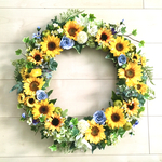 No.wreath-15204★特大ヒマワリのリース 20-(12) 55cm・アートフラワー/造花リース/大型リース