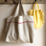 リネンエコbagとギンガムチェックフリルbag