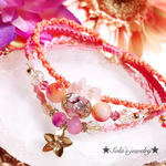 魅惑のホタルガラス♡ローズクォーツ＆キャンディジェードの幸せ3連ブレスレット