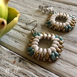 【新色】twin beads earrings - White turquoise