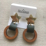 【SALE！送料無料】星型プレート × ウッドリング  ピアス