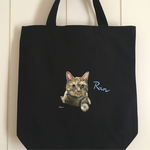 世界に一つの手描き☆猫ちゃん似顔絵トートバッグ☆お名前入れサービス【Mサイズ】