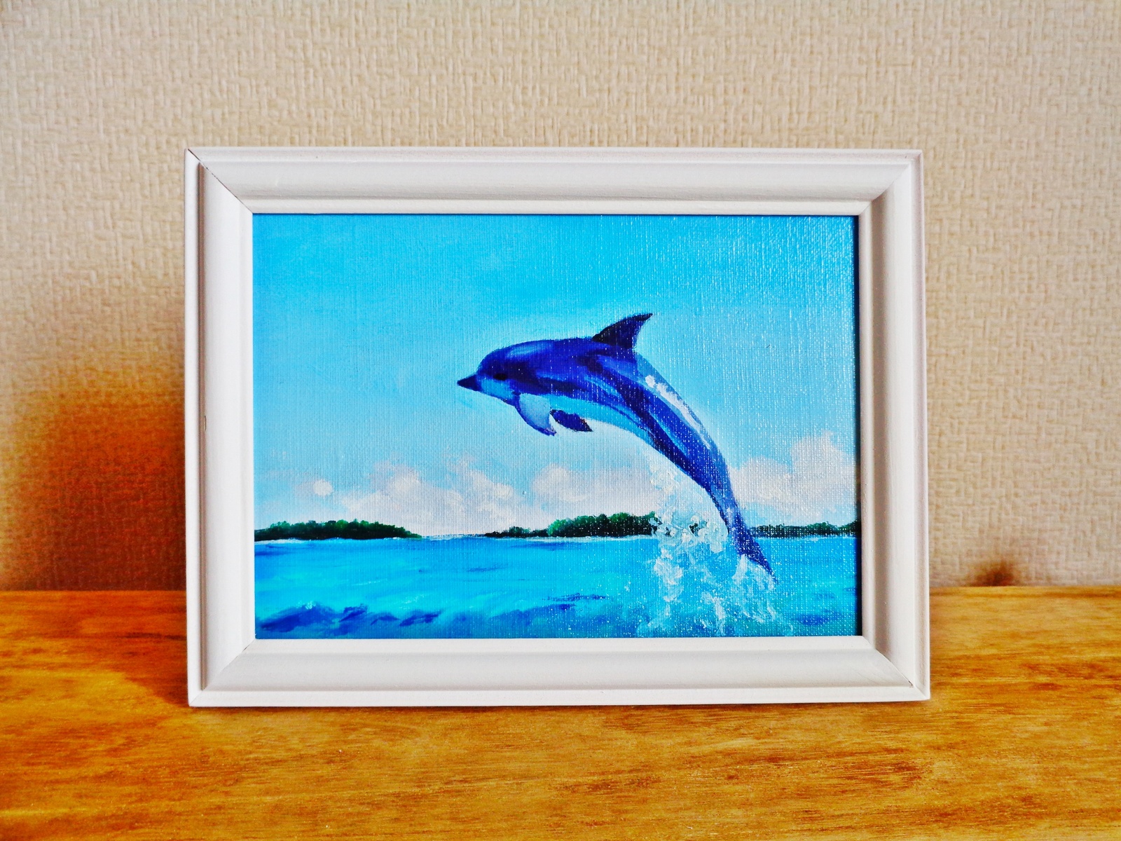 油絵原画 イルカ 額縁付き 風景画gallery Minne 国内最大級のハンドメイド 手作り通販サイト