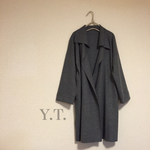 charcoal gray  圧縮ニット 一重 羽織コート
