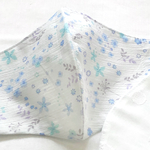 通気性◎夏の涼やか顔すっぽりマスク【寒色系小花】