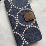 ミナペルホネン　タンバリン　navy　iPhoneケース手帳型