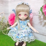オビツ11サイズ☆ブルーのフリフリワンピース