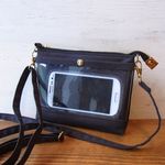 【haru.aki.yuu様専用】透明ポケットに入れたままスマホが操作できるスマホポシェット/11号帆布　チャコールグレー