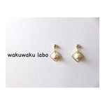貼るピアス💎コットンパール×スクエアフレームのシンプルピアス