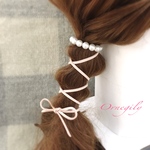 新色ピンク★パール付 紐 アレンジ ひも レザー 革 調 ヘアアレンジ ヘアアクセサリー 人気 結婚式 入学式 卒業式 デート おしゃれ