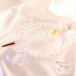 【全品訳ありなし500円セール品です】絵画風ハーバリウムボールペン　白色（花柄）・ピンクゴールド⑱　替え芯1本付き