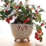 ネコ植木鉢　グレーB
