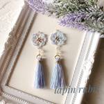 パステル💜(パープル系)タッセルイヤリング(タティングレース) パステルパープル