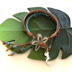 Mermaid & Plumeria Shell Button leather Bracelet 🌺