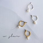 w slur＊一粒淡水パール フープピアス  ゴールド/シルバー