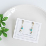 ターコイズとホワイトオパールのピアス/ノンホール/イヤリング