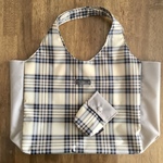 エコバッグ　ターターンチェック柄　(ベージュ) Lサイズ
