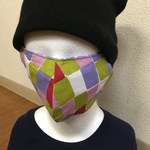 ＜お値下げ＞●7　リバーシブル　立体布マスクカバー　夏　カラフルブロック・パープルドット　男女兼用　販売分で終了ですm(__)m　レディース・メンズ♪　敬老の日　涼しい　涼感　市販不織布マスクカバー