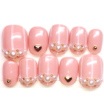 RUNA♪ベリショピンクベージュホワイトラインネイルチップ