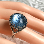 現品限り・・Ｓ1950 vintage ムーンシルバーライト glass ring （７～１６号）
