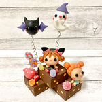 受注制作☆こねこねくらぶ　樹脂粘土　Happy Halloween　ブロック　ハロウィン　くま　魔女　かぼちゃ お人形