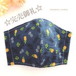 薄め🌈さらに💫大きめマスク🌠パイナップル🍍紺色✨立体マスク