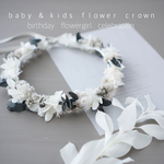 baby&kids flower crown ユーカリ　＊子供用花冠＊ キッズ  ホワイト　グレー
