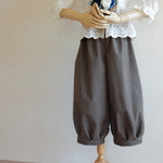 バルーンパンツ　ダンガリーブラウン　かぼちゃパンツ　ワイドパンツ