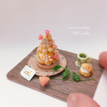 バラとクロカンブッシュケーキ＊お皿とカップ付き♪
