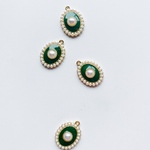  【4pcs green】small ゴールドパールチャーム