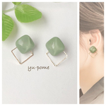 グリーンカボションの2wayイヤリング/ピアス